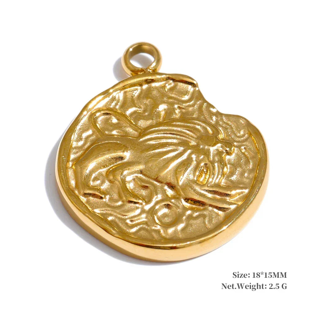 Real Gold Plated 12 Constellation Metal Diy Charms For Jewelry Making Bulk Stainless Steel Charm Pendant Accessories