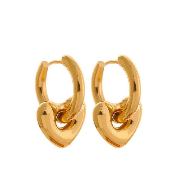 Astral Affection Hoops - TM & CO. JEWELS - Pair of gold hoop earrings on a white background.