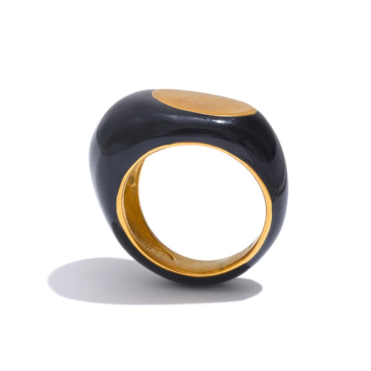 Noir Enamel Dome Ring