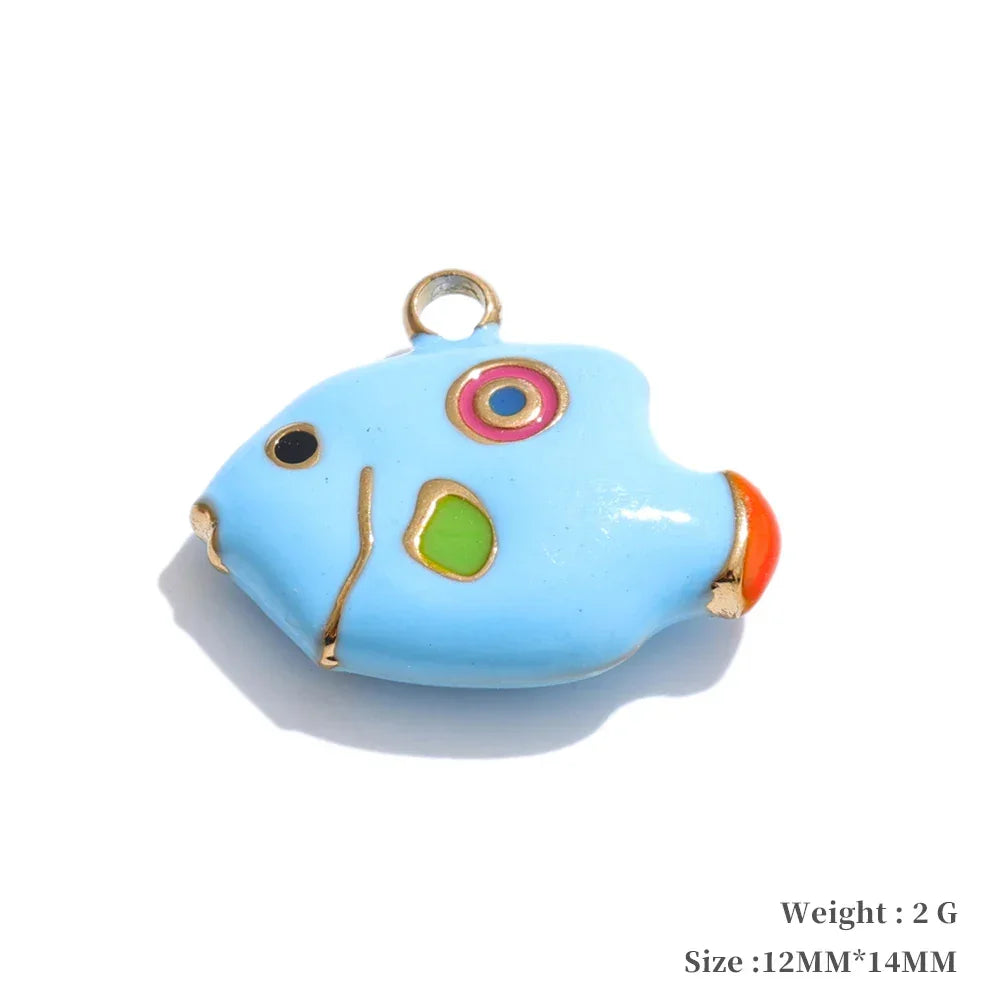 Y2K Enamel Fruit Cherry Shell Fish Heart DIY Accessories Pendants Making Necklace Bracelet Stainless Steel Jewelry Gift