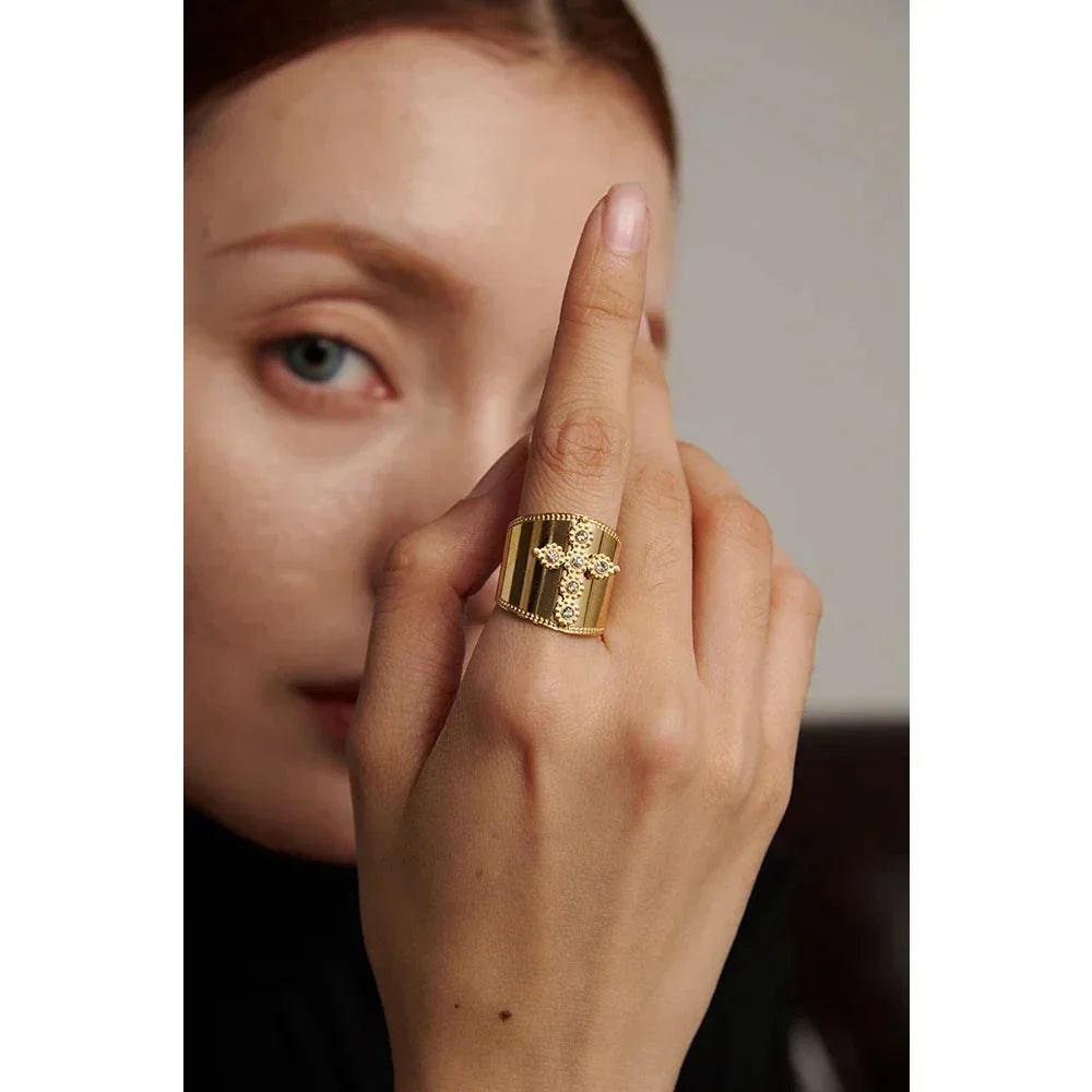 Divine Cross Cubic Zirconia Ring - TM & Co. Jewels