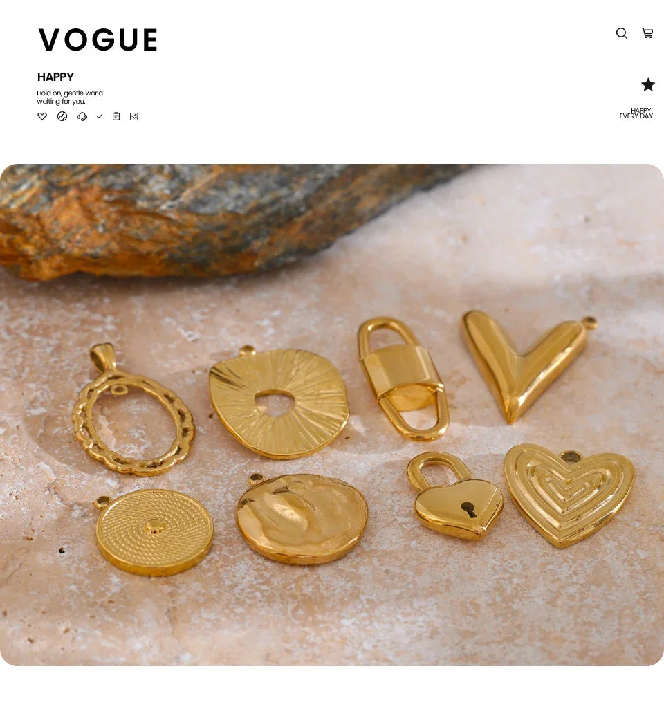 New Stainless Steel Heart Round Lock Charms Cast Pendants Accessories DIY Jewelry Making Necklace Bracelet Wholesale