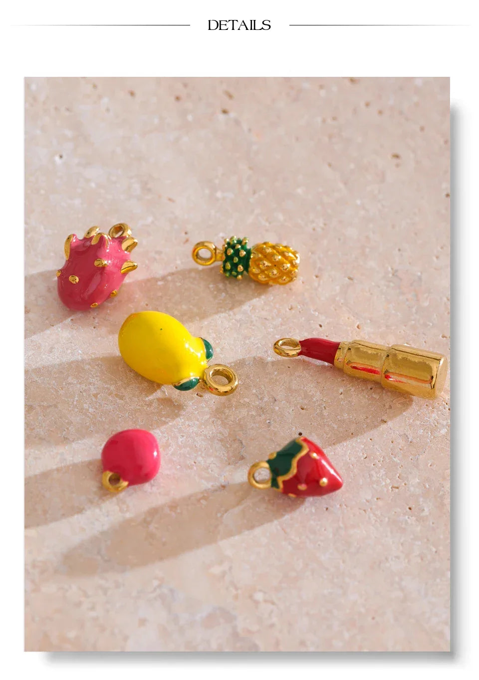 Fashion Enamel Lemon Strawberry Heart Flower Gift DIY Accessories Making Necklace Bracelet Earring Stainless Steel Jewelry