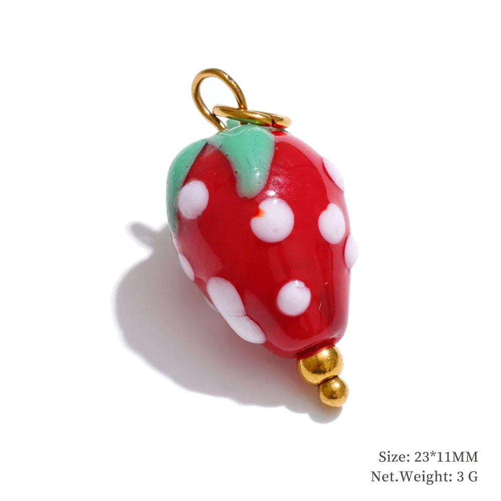 Cute Enamel Enamel Star Flower Cherry Strawberry DIY Accessories Charm Pendants for Necklace Bracelet Earrings Making