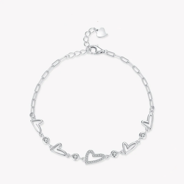 Bracelet scintillant en forme de cœur pur