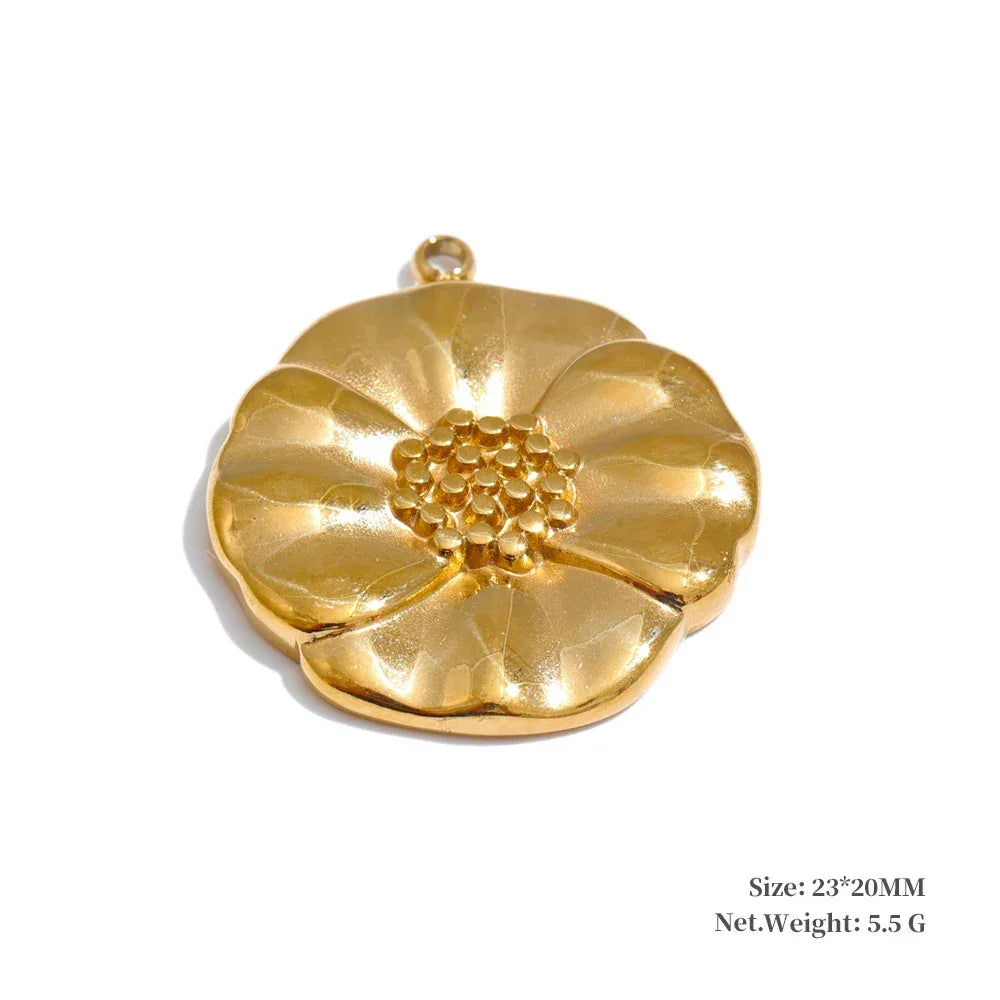 Stainless Steel Metal Flower Cross Pendants Tarnish Resistant DIY Necklace Jewelry Accessories Wholesale Waterproof