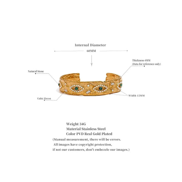 Whimsical Eyes Gold Bangle - TM & Co. Jewels