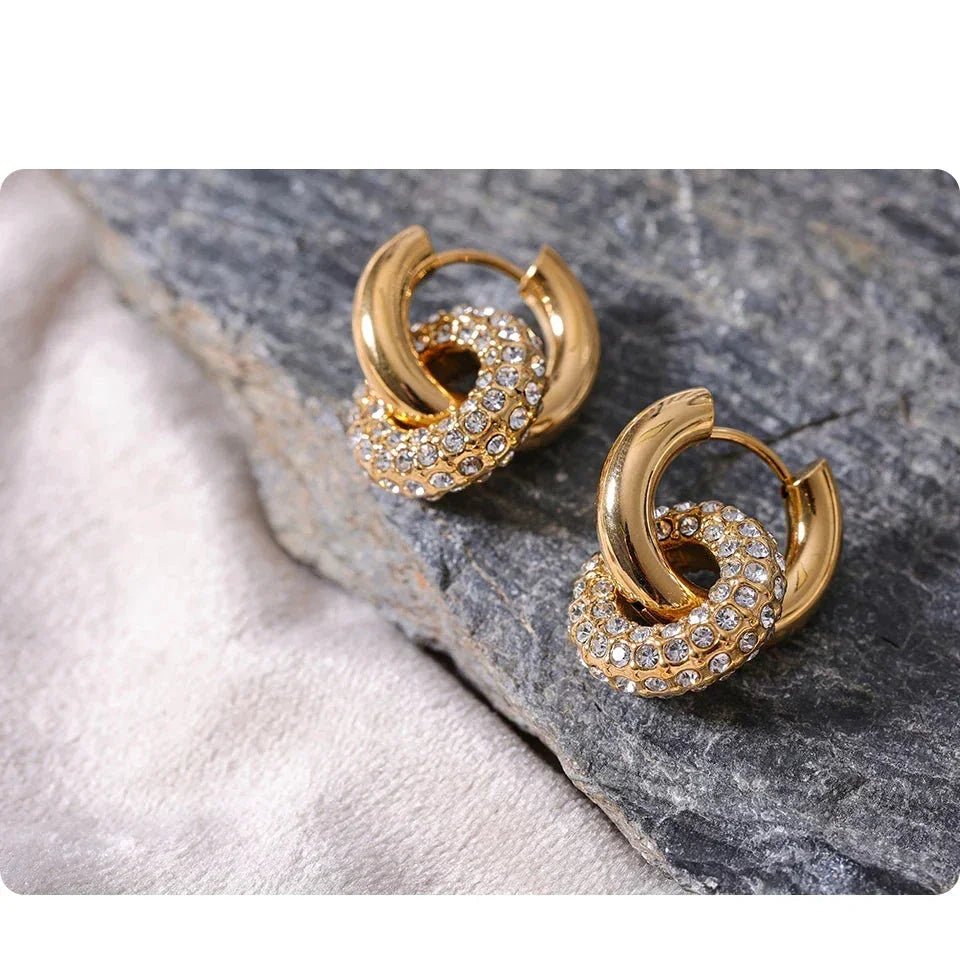 Shimmering Zirconia Huggie Hoop Earrings - TM & Co. Jewels