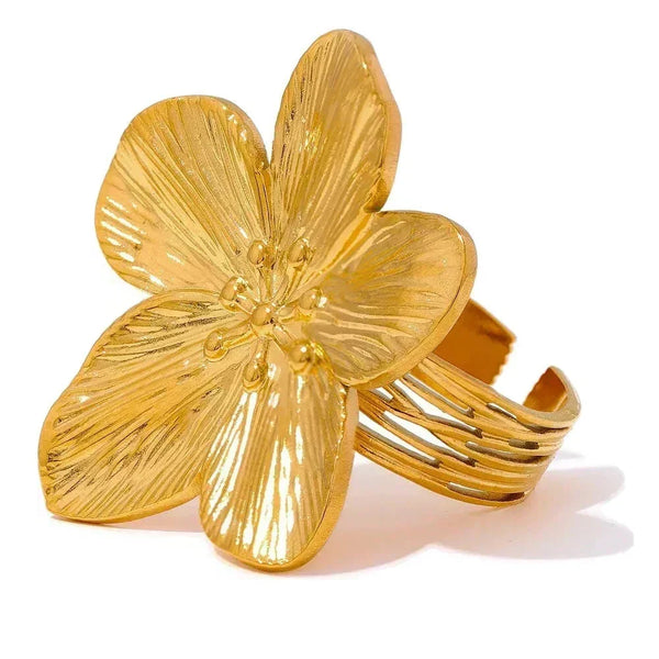 Aqua Flora Gilded Bloom Ring - TM & CO. JEWELS 