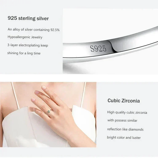 Pure Emerald CZ Ring - TM & Co. Jewels- Silver ring with '925' stamp and cubic zirconia on a white background.
