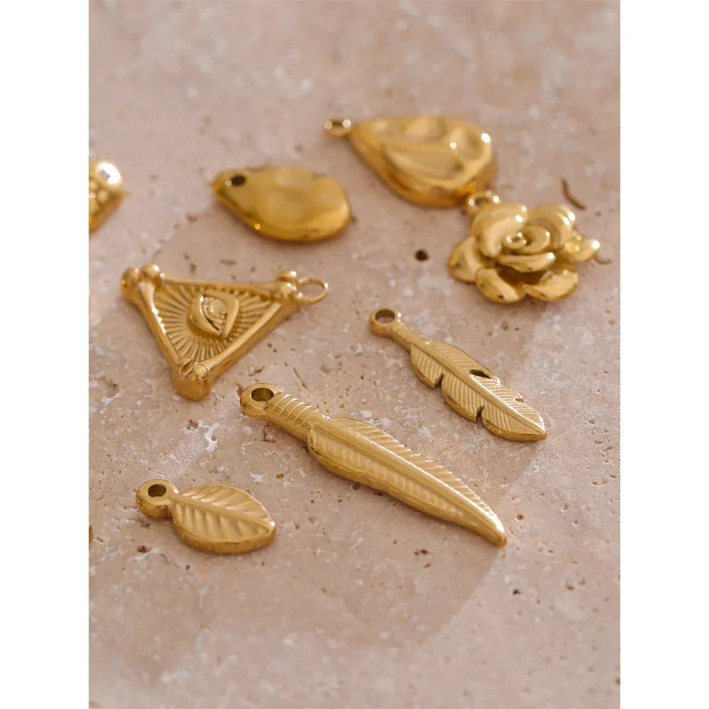 Stainless Steel Metal Leaf Flower Insect Pendants Jewelry DIY Accessories Making Necklace Bracelet Wholesale