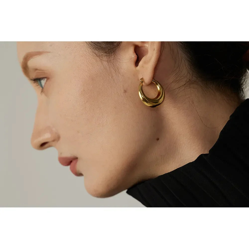 Modern Edge Golden Hoops - TM & Co. Jewels