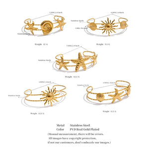 Gold Sea Life Cuff Bracelet