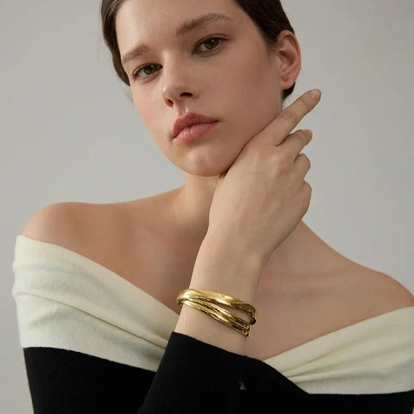Golden Smooth Stainless Bangle - TM & Co. Jewels