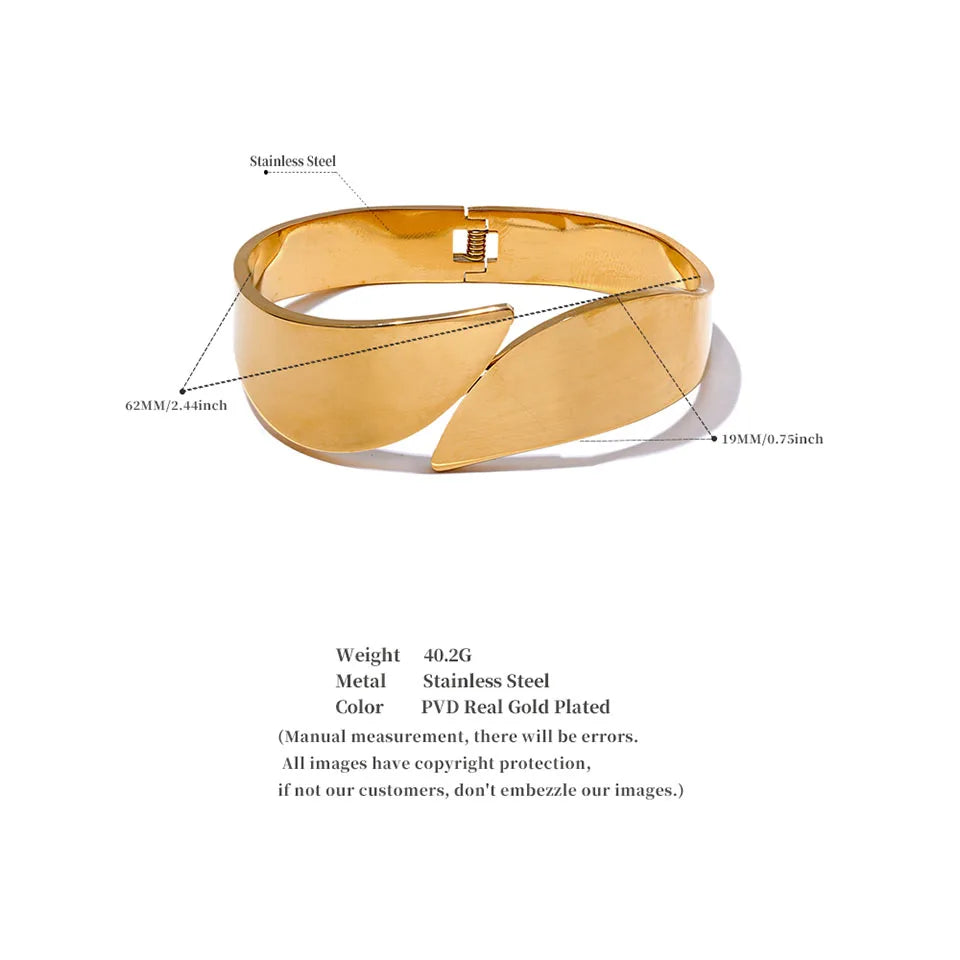 Bracelet large en acier Golden Symmetry