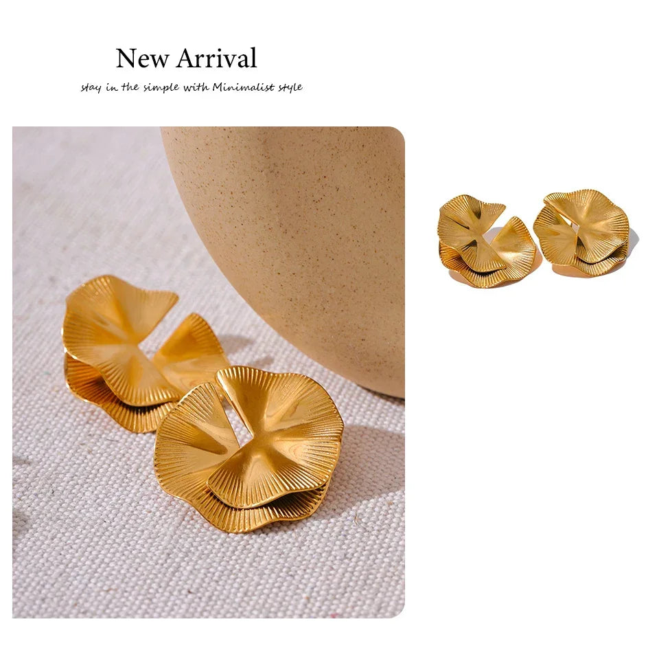Golden Petal Statement Studs - TM & Co. Jewels
