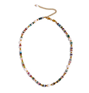 Multicolored beaded necklace on a white background-Nouveau Bohème Necklace - TM & CO. JEWELS 