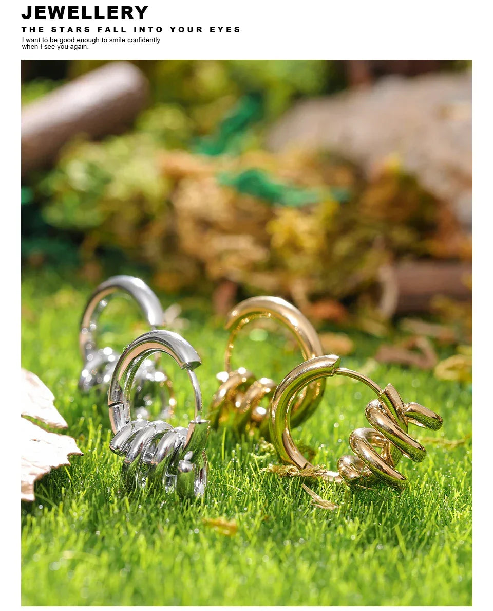 Twist Wave Gold Splash Earrings - TM & Co. Jewels