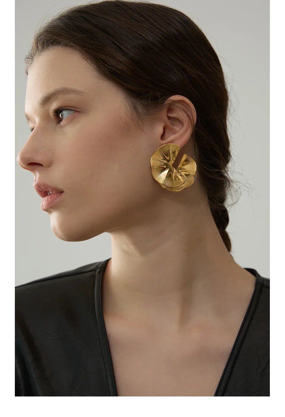 Golden Petal Statement Studs - TM & Co. Jewels