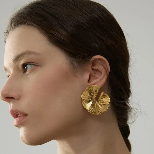 Golden Petal Statement Studs - TM & Co. Jewels