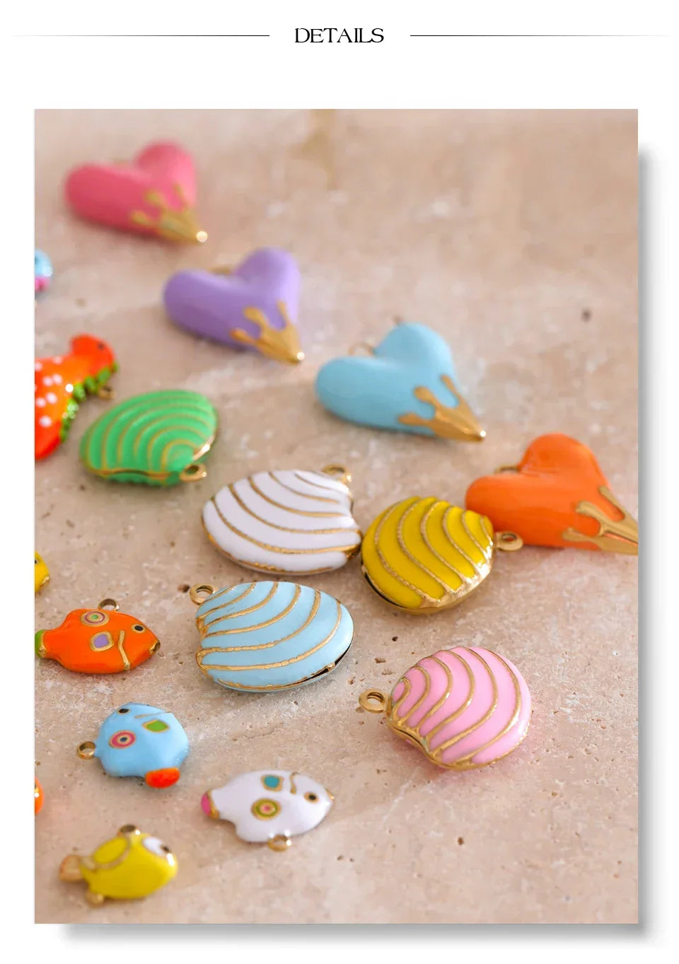 Colorful Enamel Heart Shell Stainless Steel Y2K DIY Making Accessories Handmade Jewelry Wholesale Waterproof