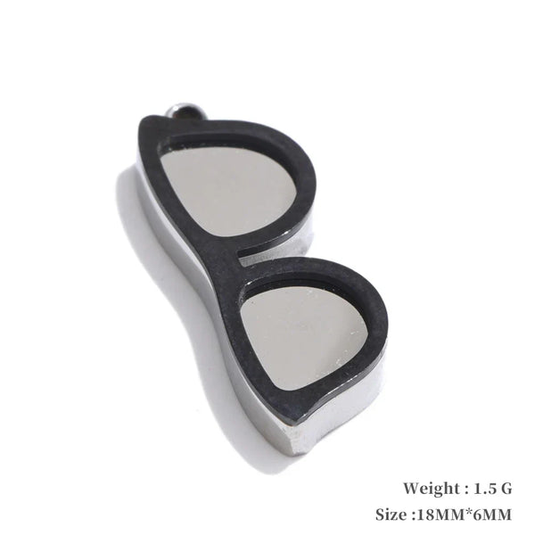 Black and silver eyeglass case on a white background