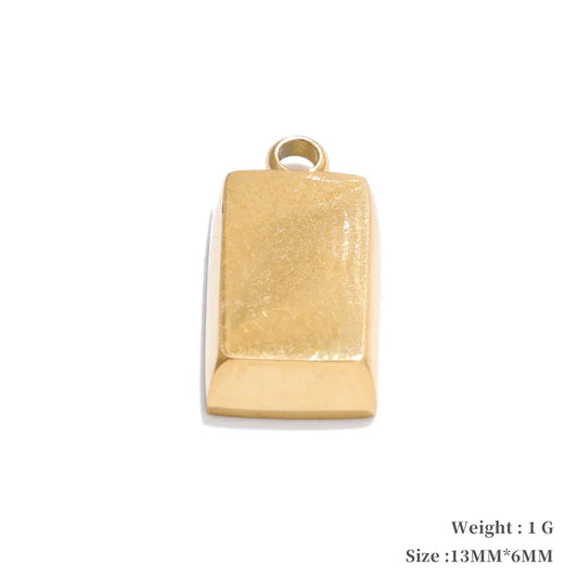 Smooth 316L Stainless Steel Metal Rectangle Waterproof Charm DIY Accessories Handmade Jewelry 18K PVD Plated