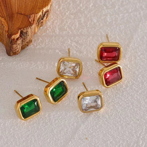 Emerald Elegance Square Studs - TM & Co. Jewels