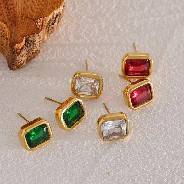 Emerald Elegance Square Studs - TM & Co. Jewels