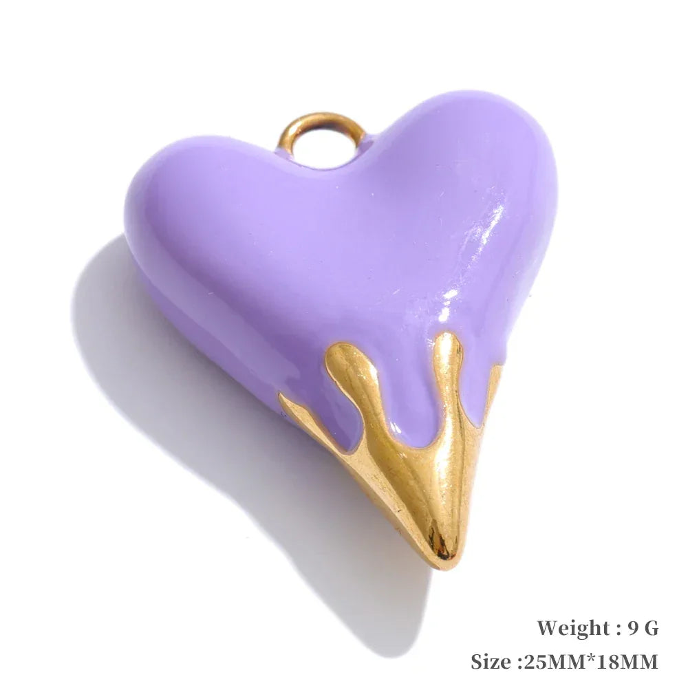 Colorful Enamel Heart Shell Stainless Steel Y2K DIY Making Accessories Handmade Jewelry Wholesale Waterproof