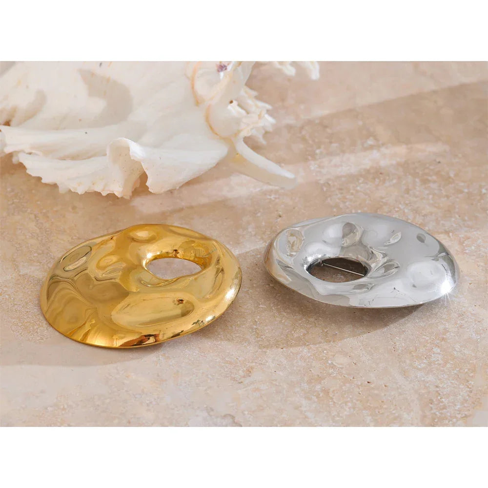 Yhpup 65 mm personalisierte Brosche aus Edelstahl, große runde Hammer-Brosche, wasserdicht, Unisex-Schmuckzubehör für Männer und Frauen