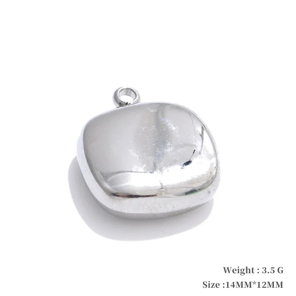 Smooth 316L Stainless Steel Metal Rectangle Waterproof Charm DIY Accessories Handmade Jewelry 18K PVD Plated
