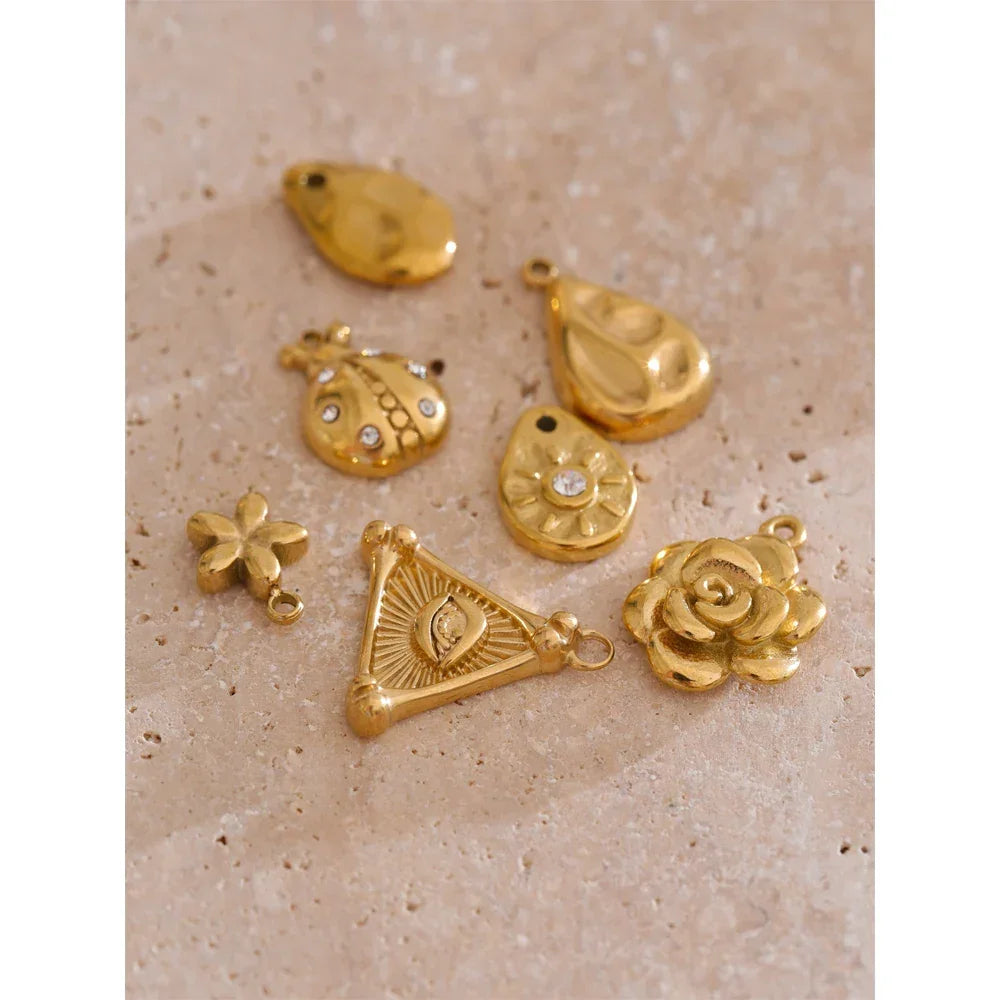 Stainless Steel Metal Leaf Flower Insect Pendants Jewelry DIY Accessories Making Necklace Bracelet Wholesale