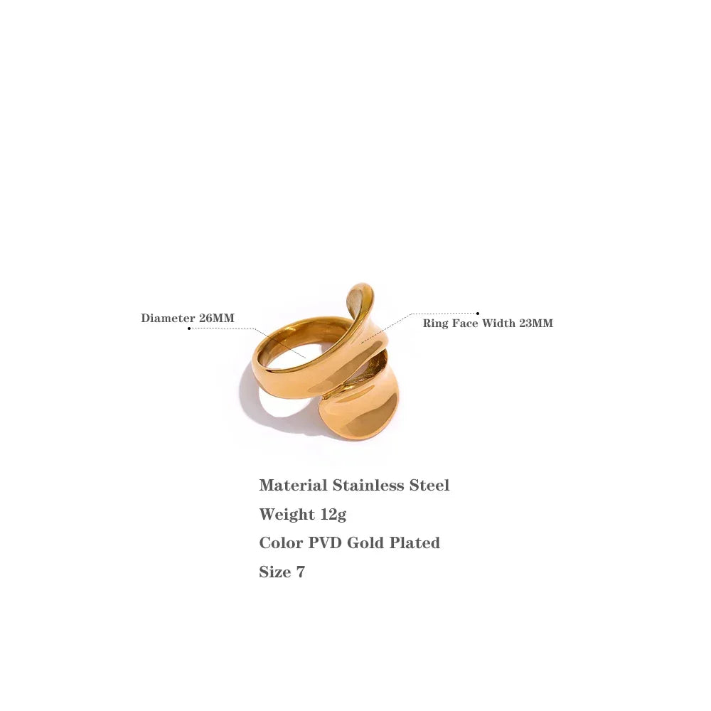 Golden Horizon Stainless Steel Statement Ring - TM & Co. Jewels