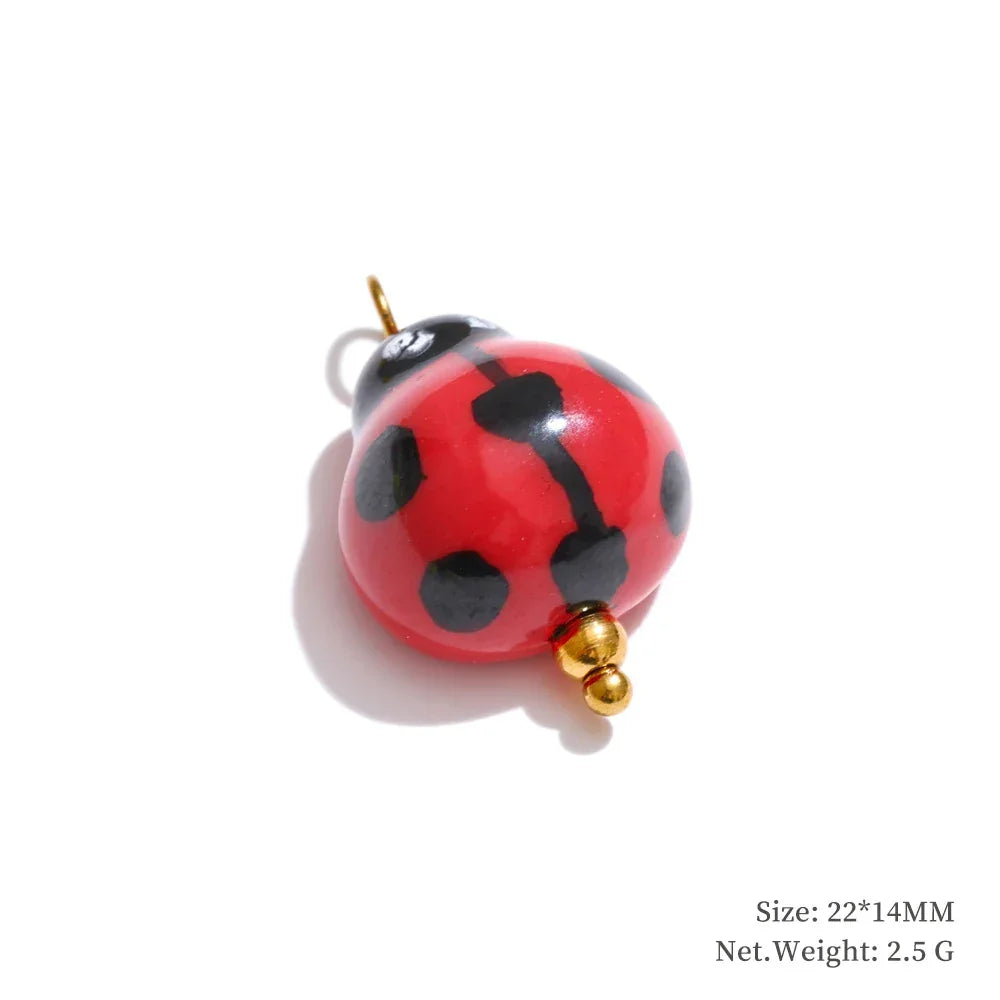 1PC Fashion Enamel Fish Turtle Flower Insect Stainless Steel Charm DIY Accessories Making Necklace Bracelet Jewelry