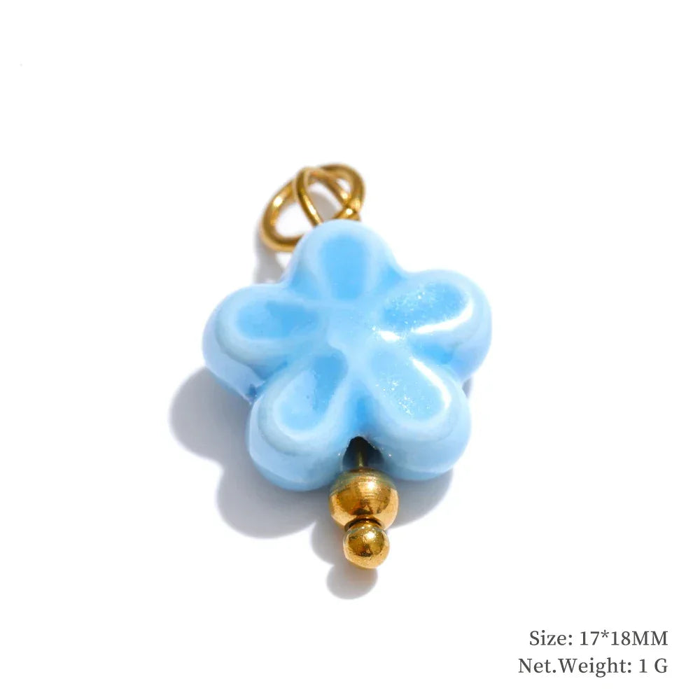 Cute Enamel Enamel Star Flower Cherry Strawberry DIY Accessories Charm Pendants for Necklace Bracelet Earrings Making