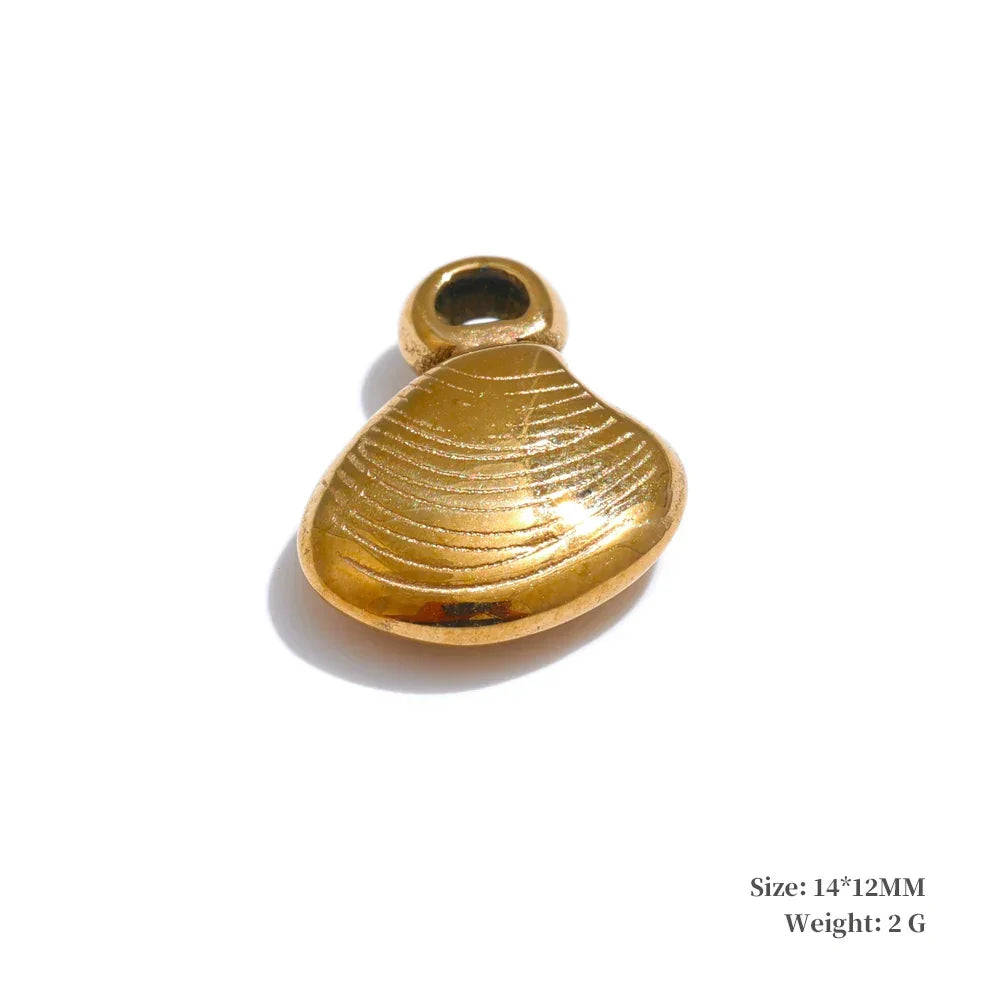 1PC 2024 Summer Ocean Shell Starfish Seahorse Conch Stainless Steel Pendant DIY Making Accessories Handmade Necklace Gift