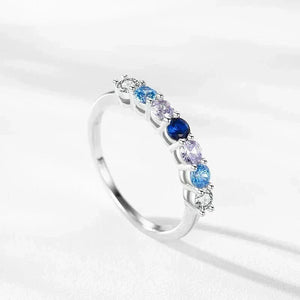 Silver ring with multicolored gemstones on a white background,Crystal Spark Ring - TM & Co. Jewels