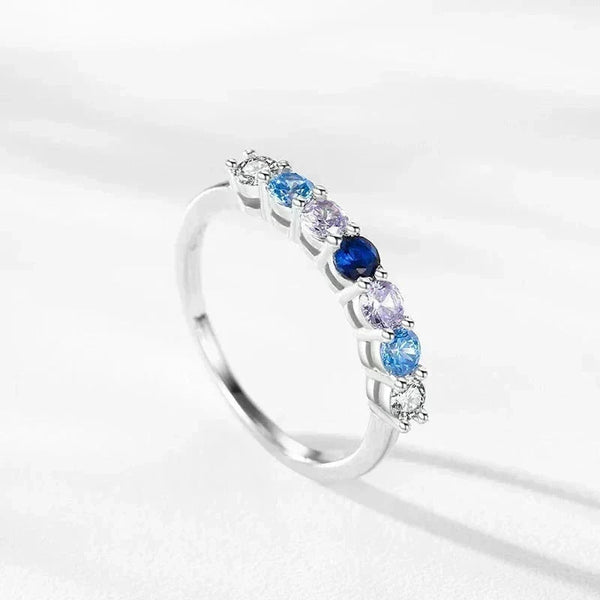 Silver ring with multicolored gemstones on a white background,Crystal Spark Ring - TM & Co. Jewels