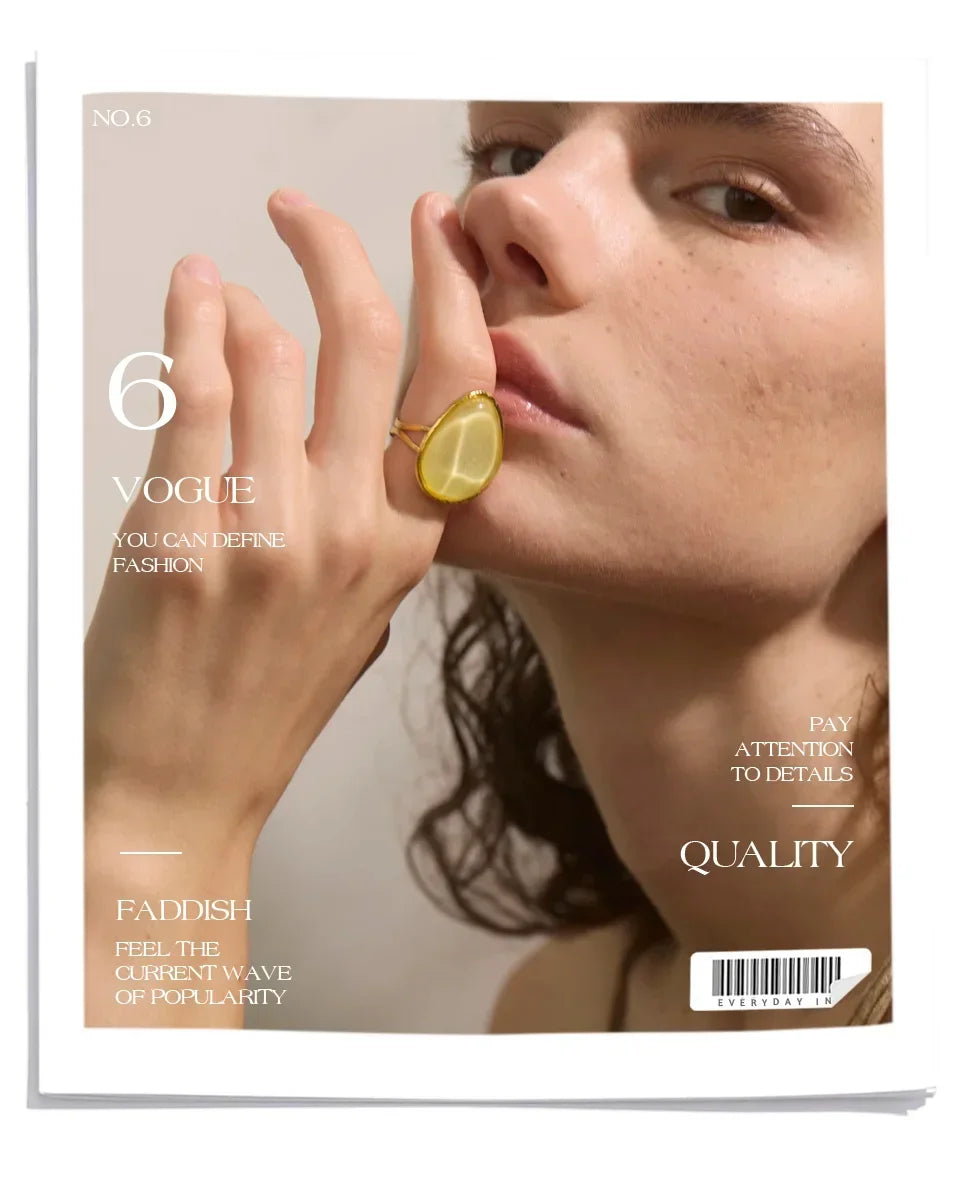 Exquisite Candy Multi-Color White Pink Blue Yellow Resin Adjustable Ring Gold Color Stainless Steel Summer Jewelry Gift