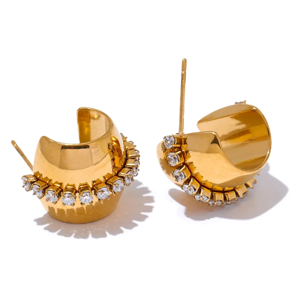 Glimmer Curve Small Huggie Earrings