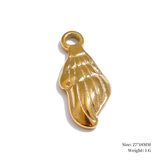 Trendy Stainless Steel Metal 18k Gold PVD Plated Waterproof Conch Shell Ocean Palm Charm Accessories DIY Jewelry