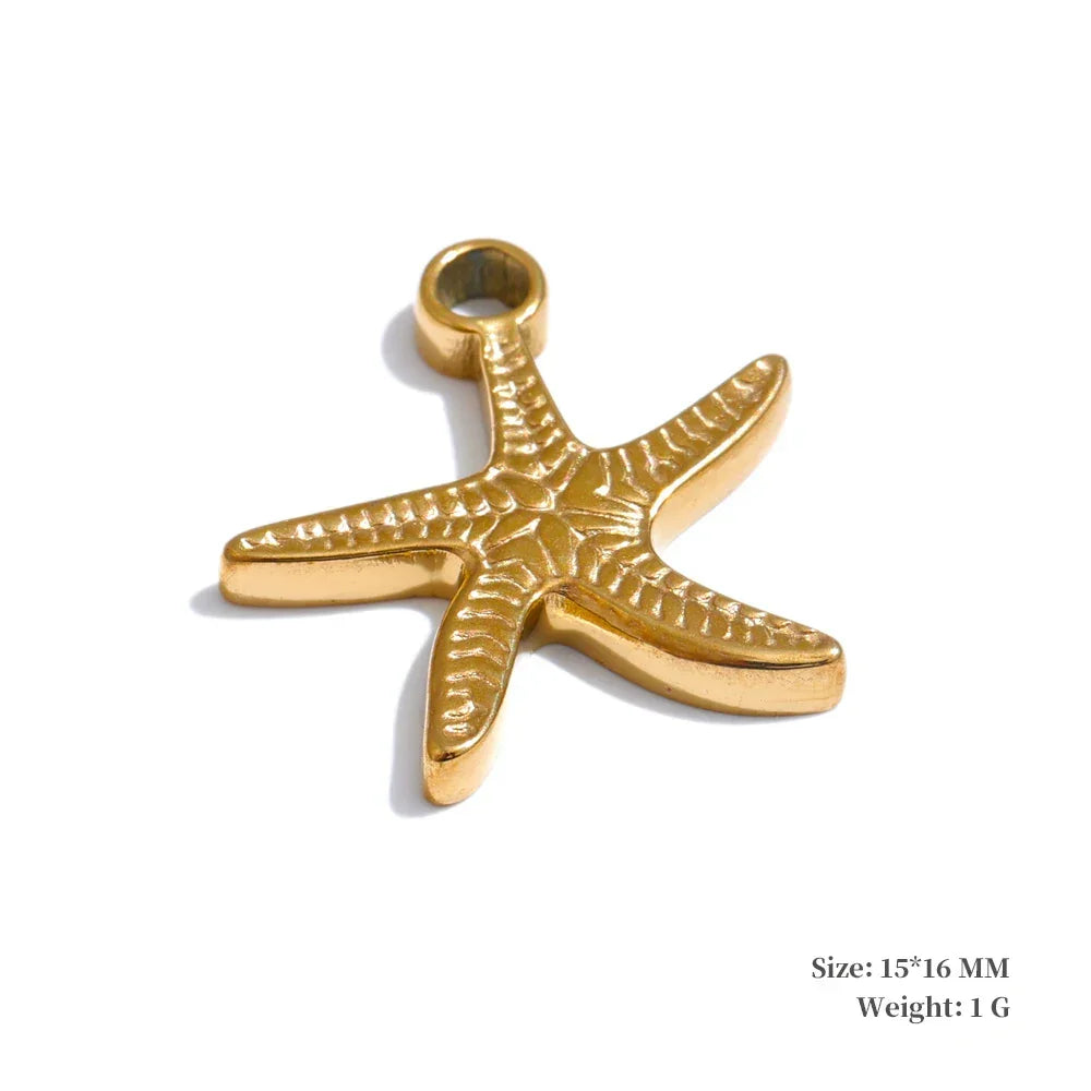 1PC 2024 Summer Ocean Shell Starfish Seahorse Conch Stainless Steel Pendant DIY Making Accessories Handmade Necklace Gift