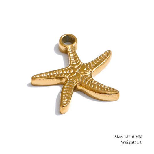 1PC 2024 Summer Ocean Shell Starfish Seahorse Conch Stainless Steel Pendant DIY Making Accessories Handmade Necklace Gift