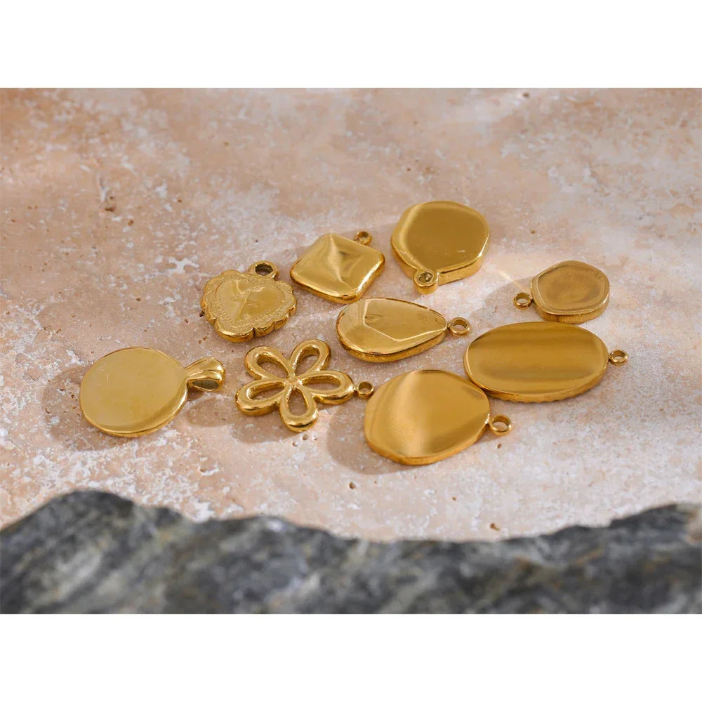 Trendy Stainless Steel Metal Heart Flower Avocado Golden Drop Necklace Bracelet DIY Pendants Accessories Making Waterproof