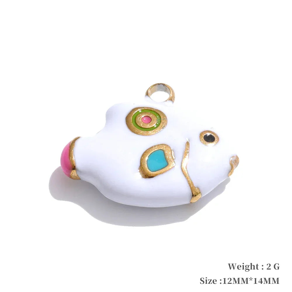 Y2K Enamel Fruit Cherry Shell Fish Heart DIY Accessories Pendants Making Necklace Bracelet Stainless Steel Jewelry Gift