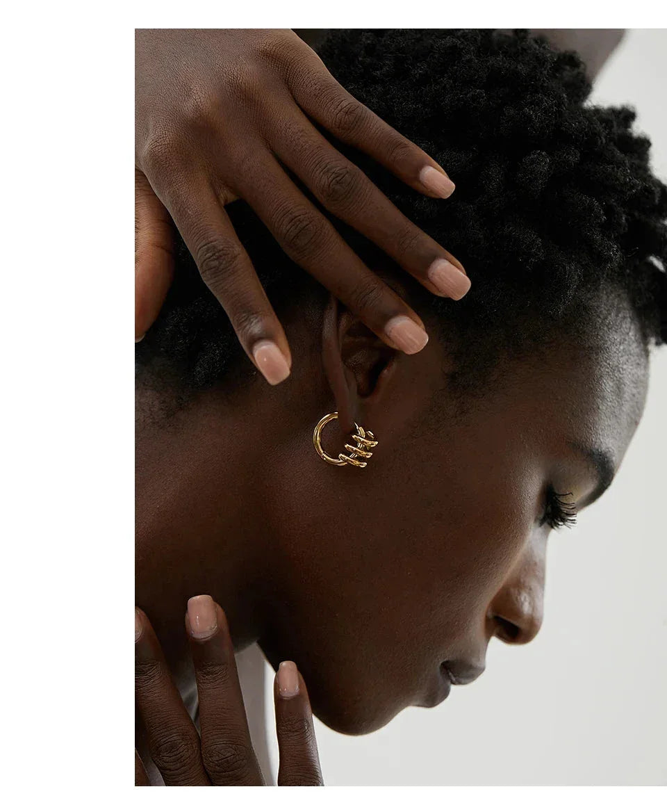 Twist Wave Gold Splash Earrings - TM & Co. Jewels