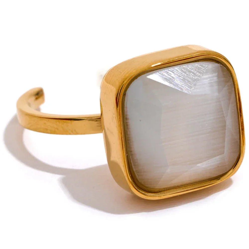 Opalique Square Gold Ring - TM & Co. Jewels
