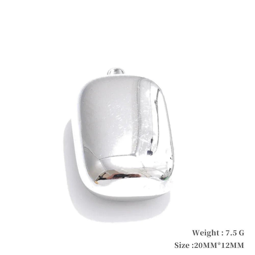 Smooth 316L Stainless Steel Metal Rectangle Waterproof Charm DIY Accessories Handmade Jewelry 18K PVD Plated