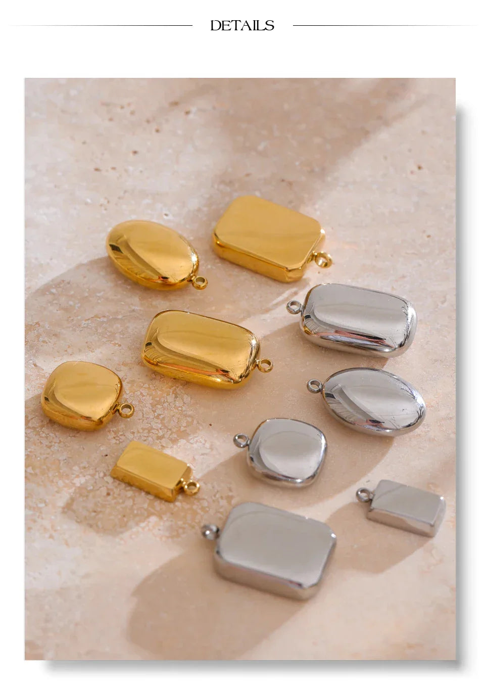 Smooth 316L Stainless Steel Metal Rectangle Waterproof Charm DIY Accessories Handmade Jewelry 18K PVD Plated